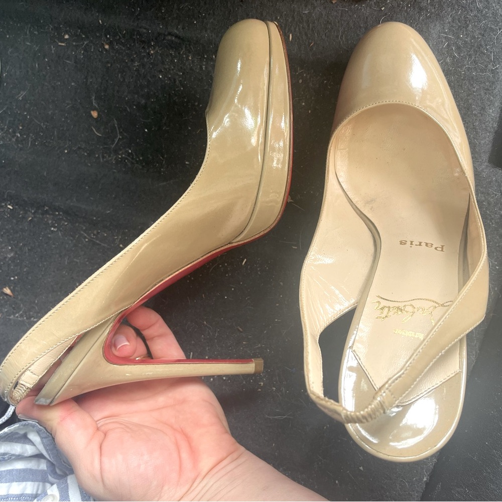 WORN ONCE Christian Louboutin Nude Sling Backs in 8.5